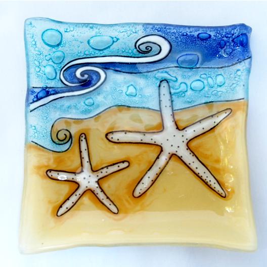 Thumbnail for 52SSTW Glass Plate Starfish at Beach 10cmW X10cmH