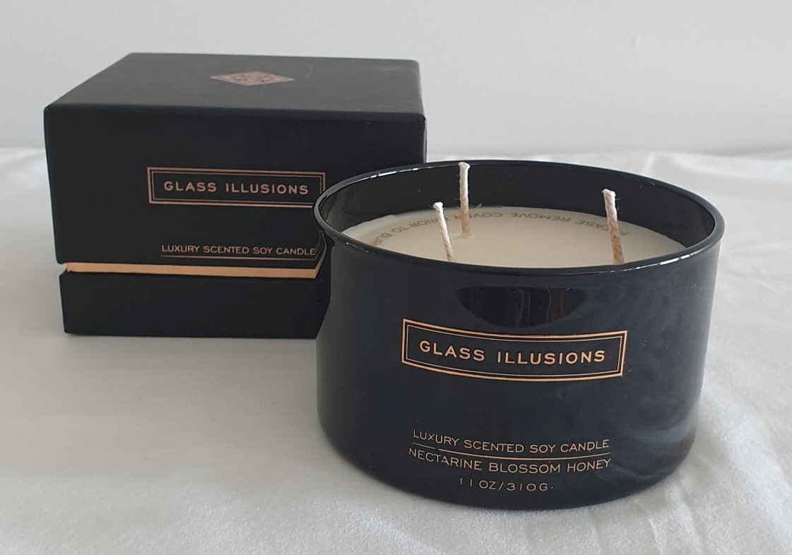 Thumbnail for CL9536BR Soy Wax Candle in Black Bowl Glass 11oz Nectarine Blossom Honey Gift Boxed