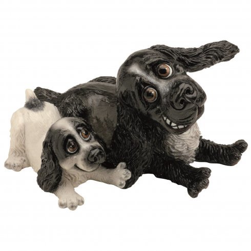 Image 1 for  Dog Figurine Cocker Spaniel and Pup 16cmH Gifted Boxed Designed and Created in the UK