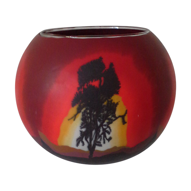 Thumbnail for  Glowing Glass Candle Holder Safari Sunset Tree 15cm Boxed