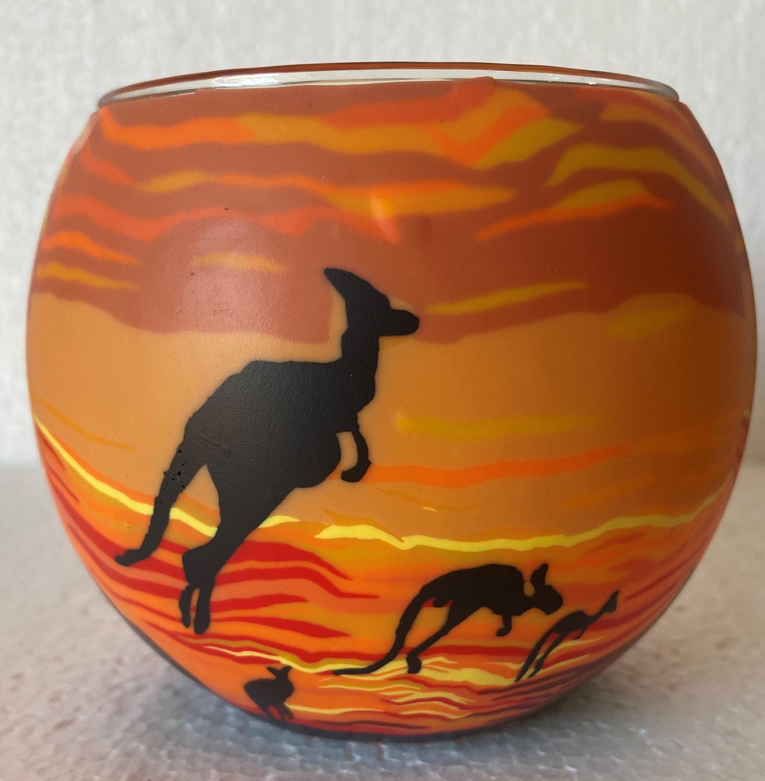 Image 1 for  Glowing Glass Candle Holder Kangaroo Gift Boxed