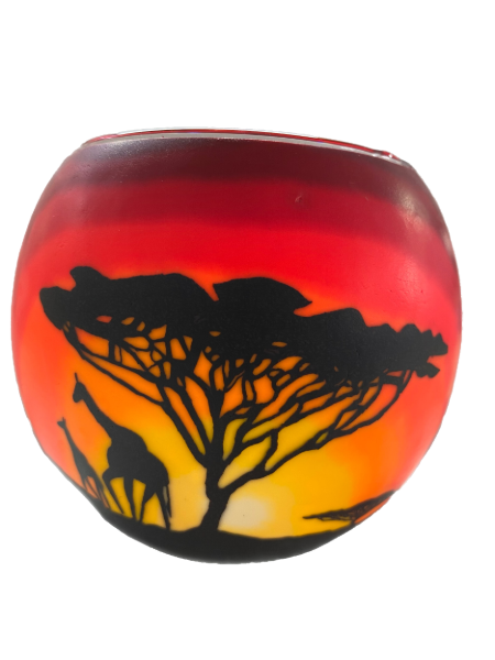 Thumbnail for A2293 Glowing Glass Candle Holder Giraffe African