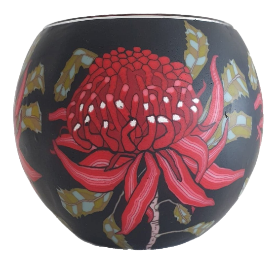 Thumbnail for A2411 Glowing Glass Candle Waratah Flower