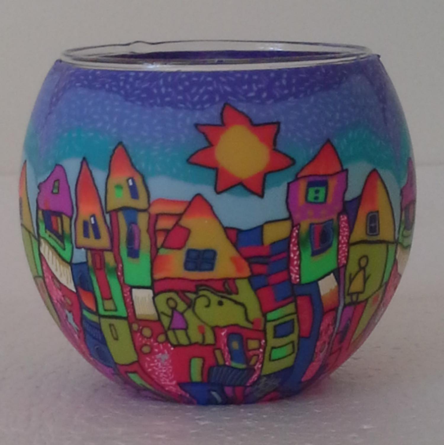 Image 1 for AD2510 Demo Glass with Hole Blue Town