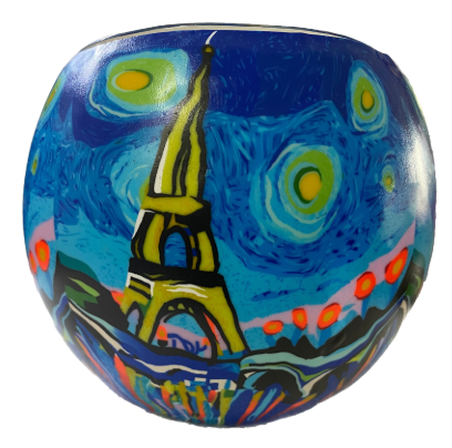 Image 1 for Glowing Glass Candle Holder Paris city by Night Gift Boxed