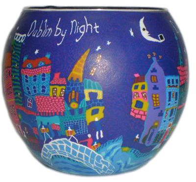 Image 1 for A1535 Glowing Glass Candle Holder City By Night