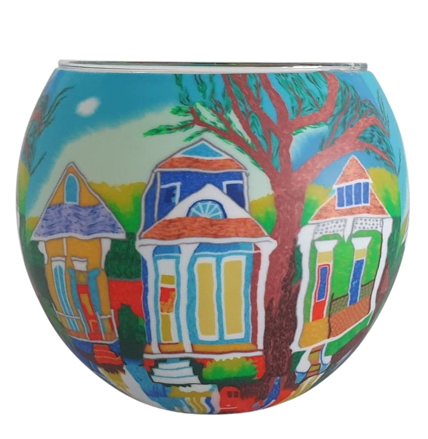 Thumbnail for A2147 Glowing Glass Candle New Orleans Style Houses