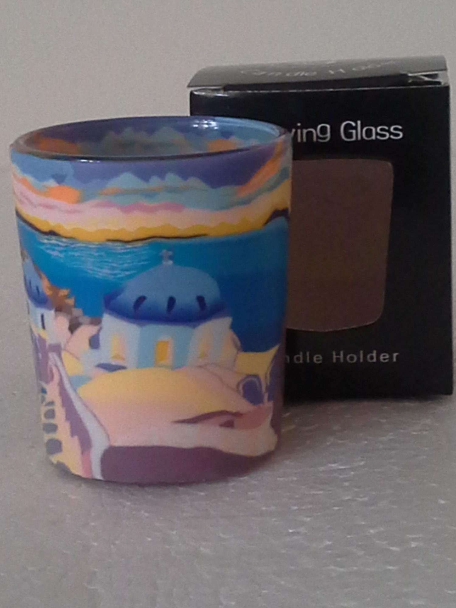 Image 1 for Tealight Holder Glass Votive Greek Islands Gift Boxed