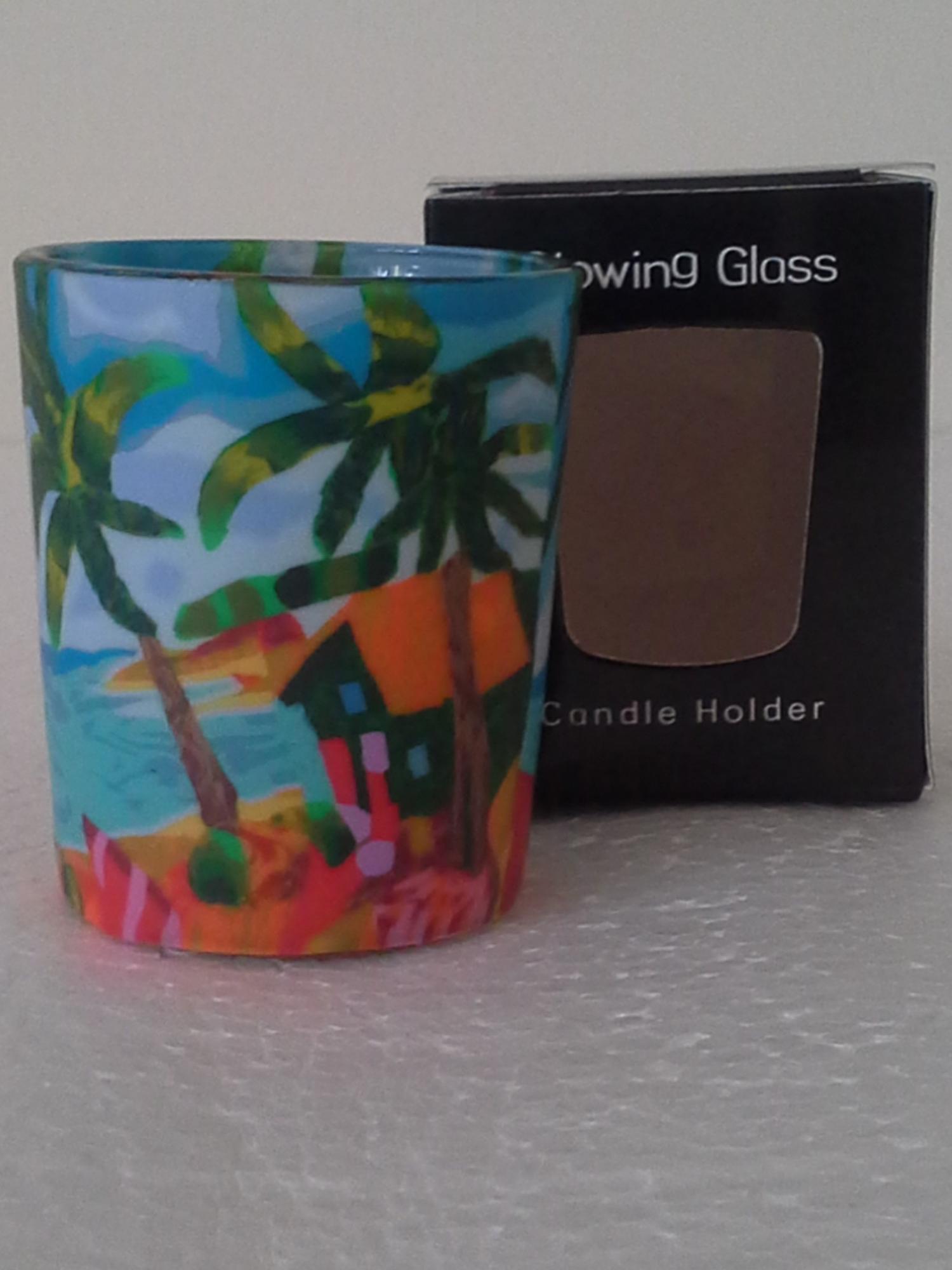 Image 1 for Tealight Holder Glass Votive Tropical Beach Hide Away Gift Boxed