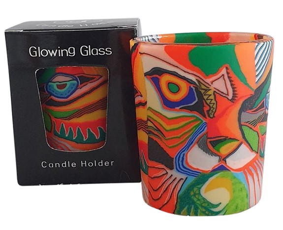 Thumbnail for Tealight Holder Glass Votive Abstract Loin Head Gift Boxed