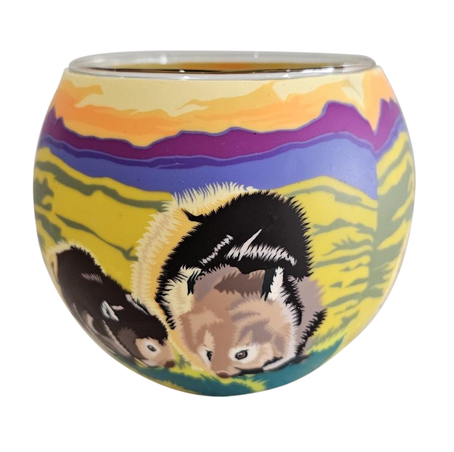 Image 1 for  Glowing Glass Candle Holder Wombat Australia Gift Boxed