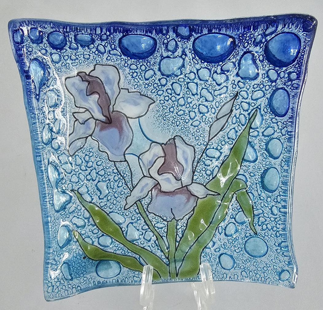 Thumbnail for 052IRI Glass Plate Iris Flowers Bring Colour to Life 10cmx10cm