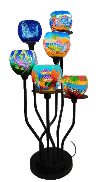 Image 1 for  Six Arm Display  Stand and Glass and Bulbs Set Tropical Theme